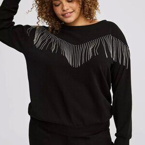 NWT Torrid - Drop Shoulder Rhinestone Fringe Sweatshirt - Size Large
